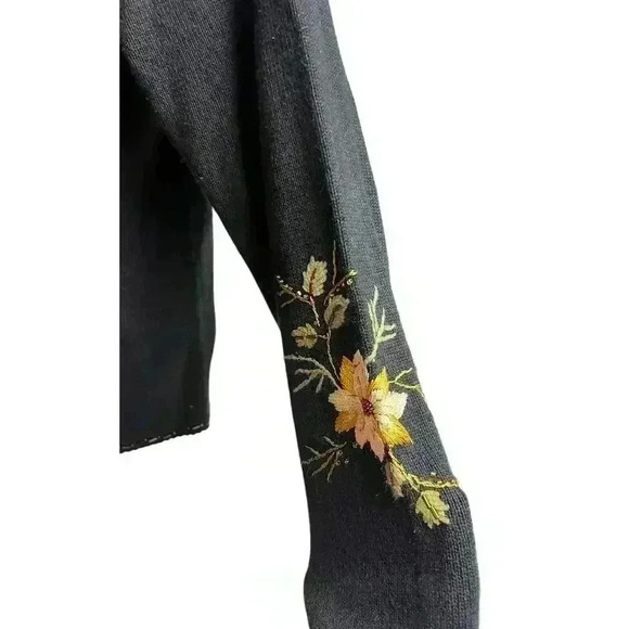 Tiara International Sweater Cardigan Small Black Embroidery Beaded - Picture 9 of 13